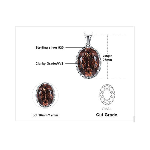 Pendentif marron - ovale ct quartz fumé collier argent variant 0 