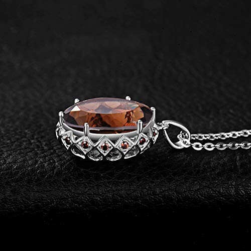 Pendentif marron - ovale ct quartz fumé collier argent variant 3 